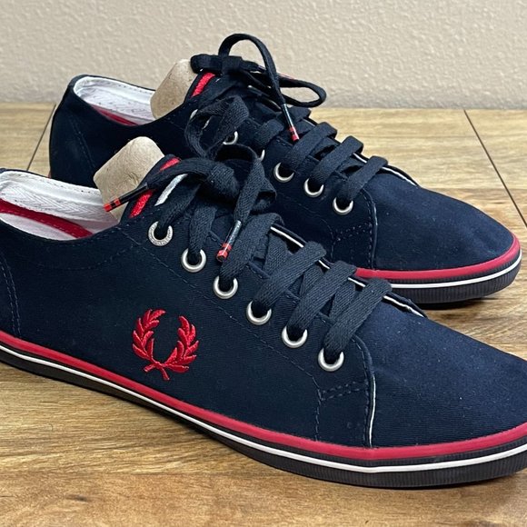 Fred Perry Kingston Twill Sneaker Navy Blue Men's Size 7 - Picture 4 of 8